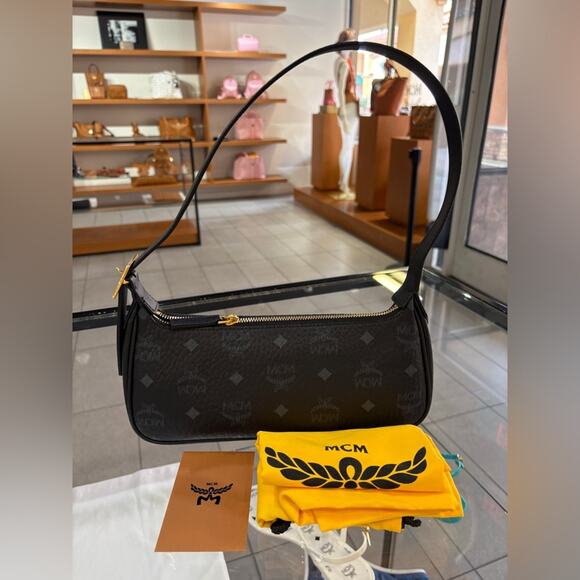 MCM Aren Logo Printed Small Shoulder Bag - Picture 2 of 9